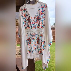 Mexican Folkart Poncho/Cover-up Up sz M/L